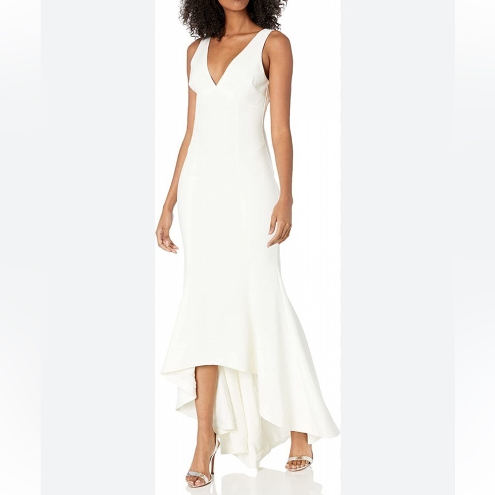 Likely White Hil Lo Gown 6 Sleeveless Formal Crepe Dress